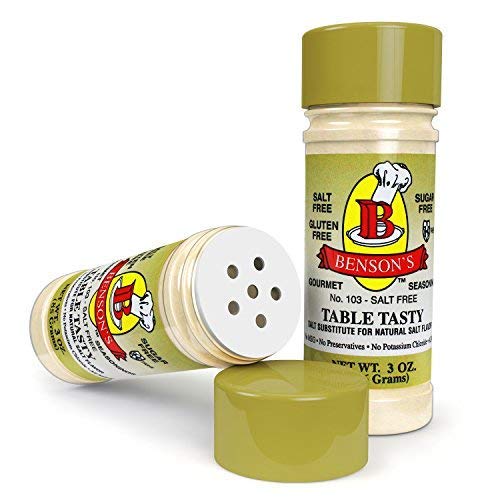  Benson's - Table Tasty Salt Substitute, Salt-Free Gourmet  Popcorn Seasoning, No Sodium, No Potassium Chloride, No MSG, Gluten Free,  3oz Bottle With Shaker Top : Salt And Salt Substitutes 