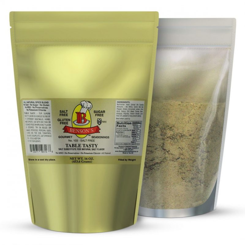 Table Tasty No Potassium Chloride Salt Substitute 1 Pound Bag (16oz) -  Benson's Gourmet Seasonings