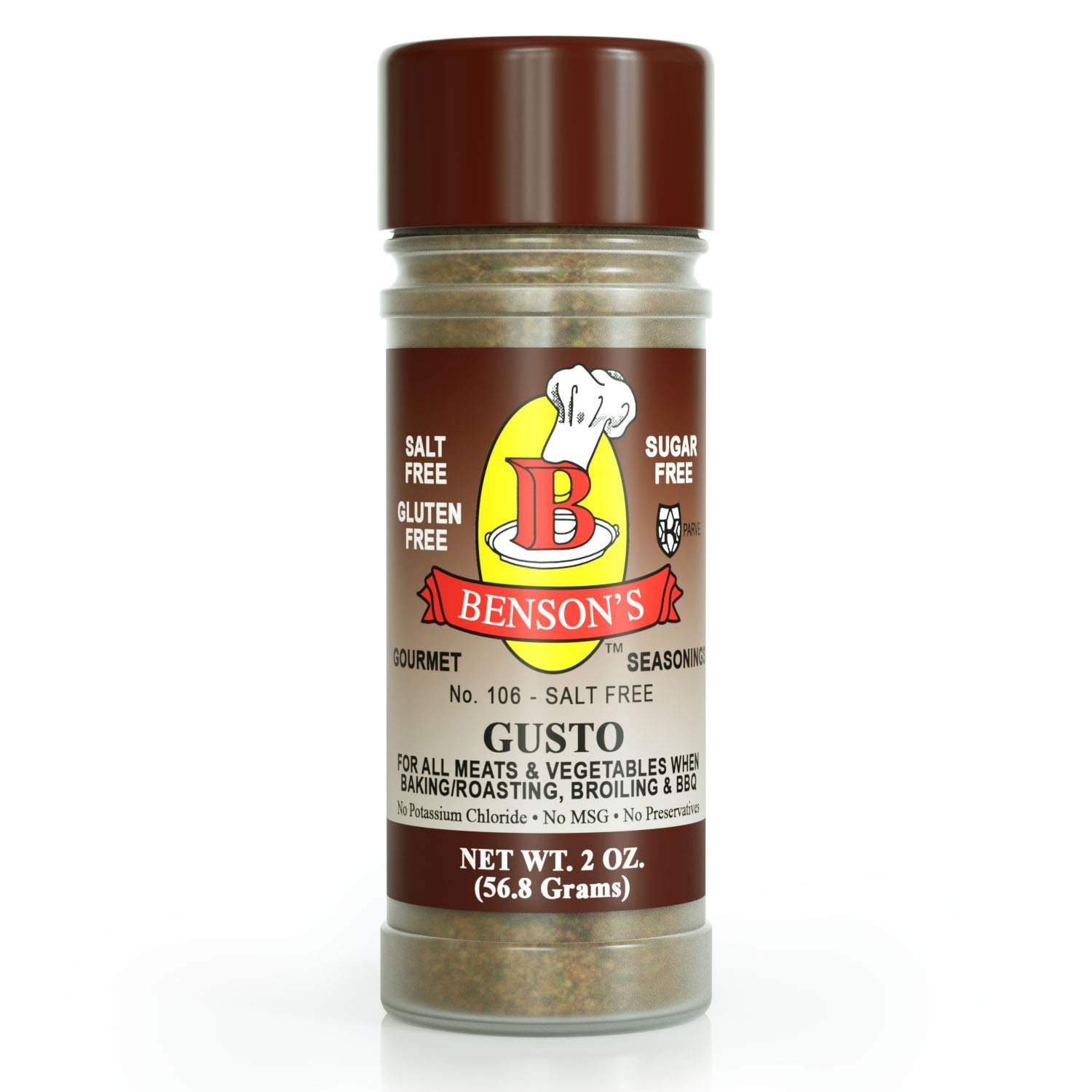 Gusto Garlic Pepper and Herb Pepper Salt Free Seasoning 2 oz Bottle -  Benson's Gourmet Seasonings