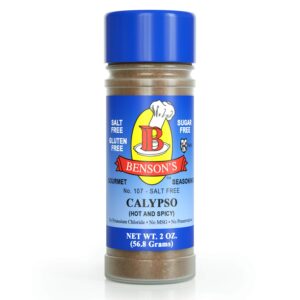 Calypso Jamaican/Caribbean Hot & Spicy Salt Free Seasoning 2 oz Bottle