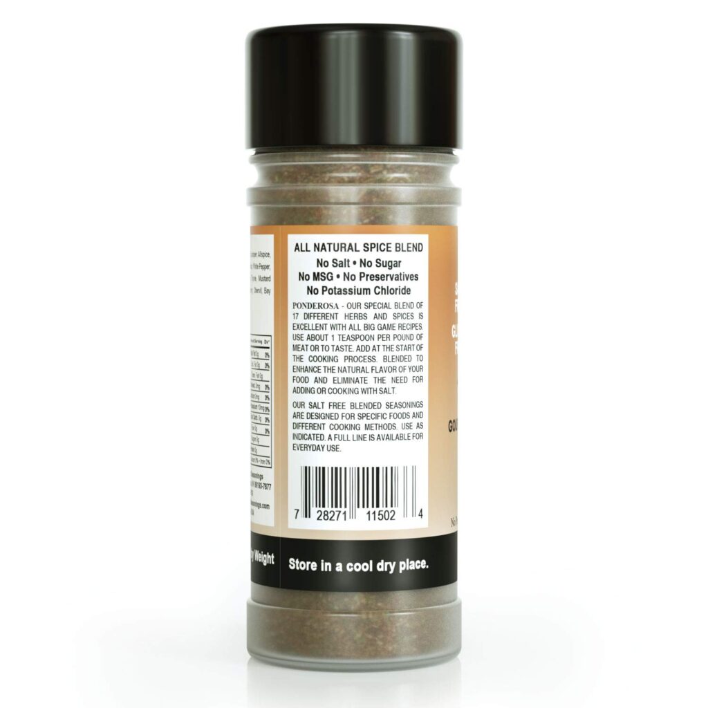 Ponderosa Wild Game & Beef Salt Free Seasoning 2 oz. Bottle Benson's