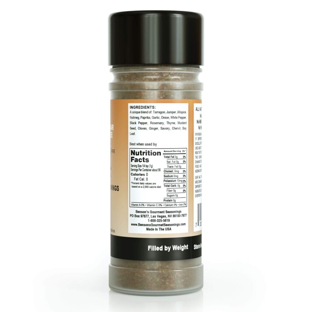 Ponderosa Wild Game & Beef Salt Free Seasoning 2 oz. Bottle Benson's Gourmet Seasonings